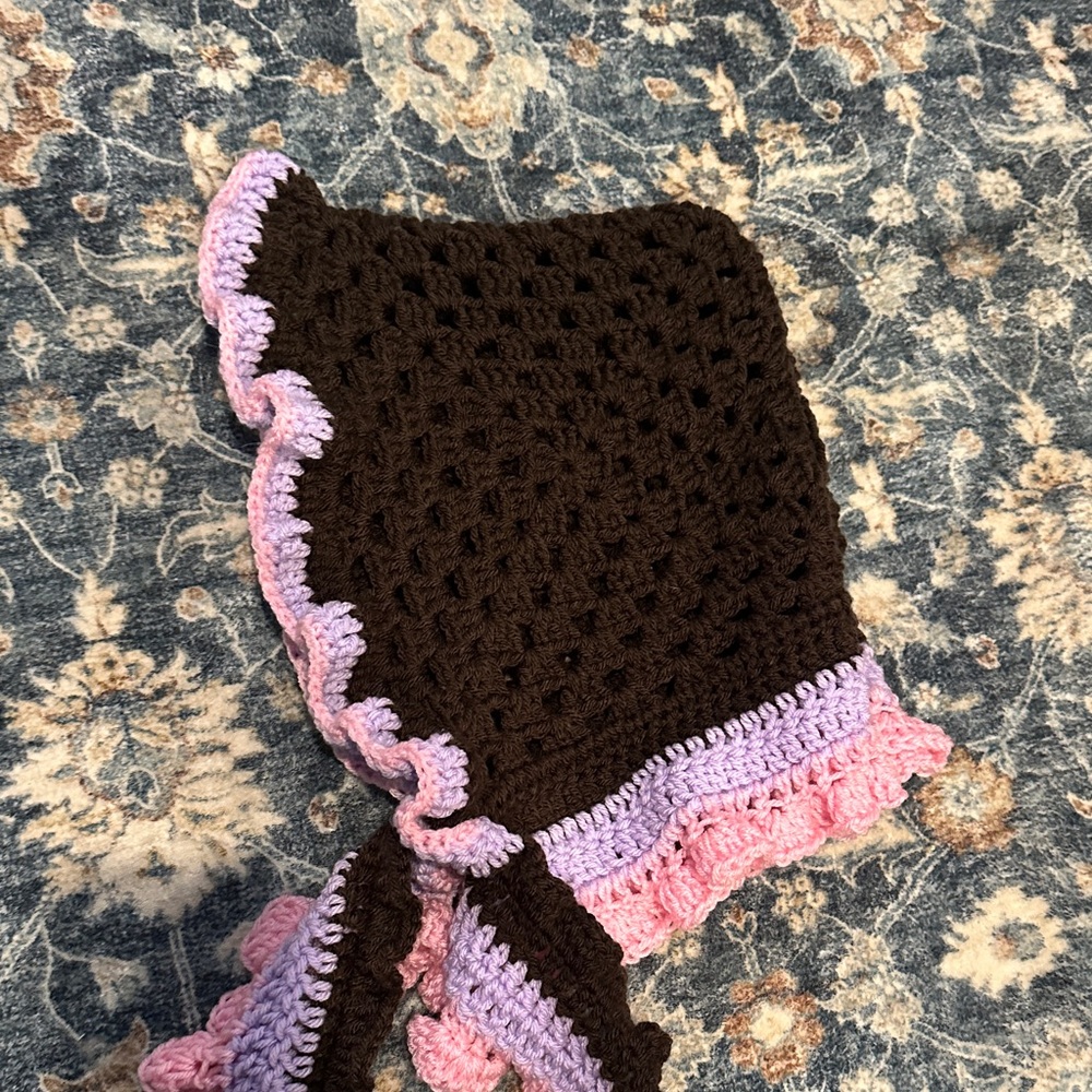 Pink and Purple Ruffled Knit Scarf - Picture 3 of 6